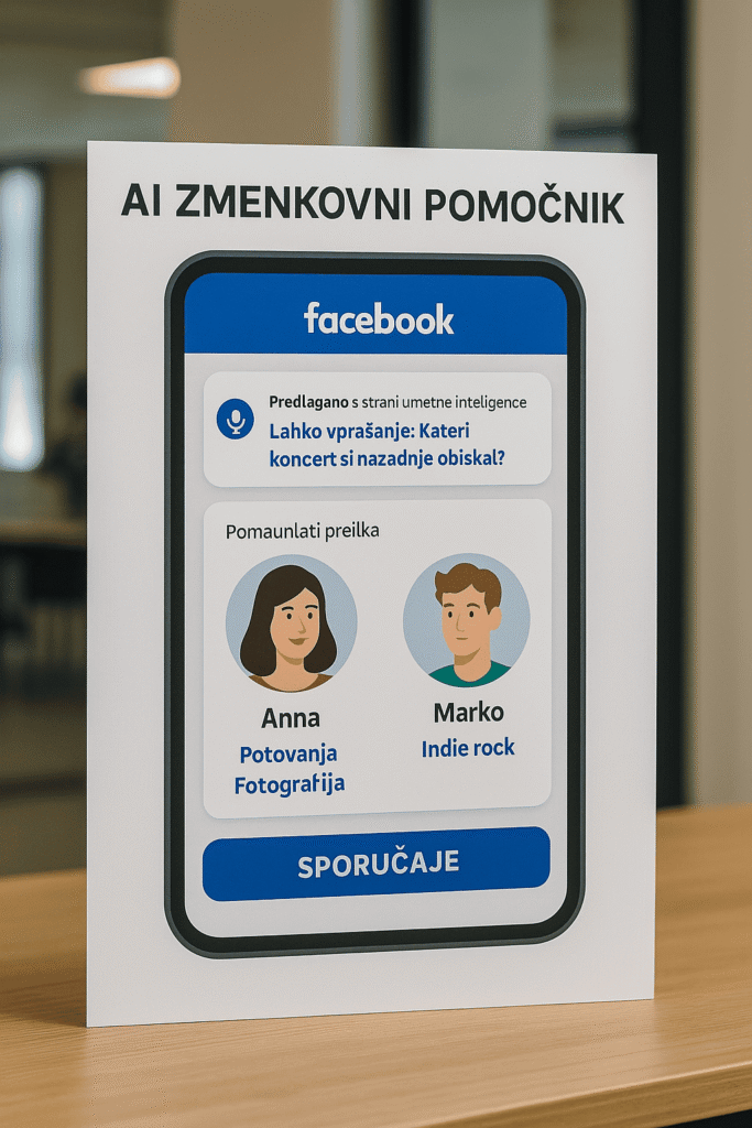 Facebookov AI zmenkovni pomočnik obeta več povezav, a prinaša tudi dileme glede zasebnosti Facebookov AI zmenkovni pomočnik obeta več povezav, a prinaša tudi dileme glede zasebnosti