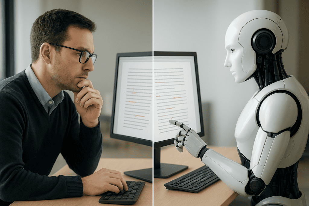 Kdo v resnici pregleda vaše besedilo pri Grammarly Expert Review – človek ali umetna inteligenca?