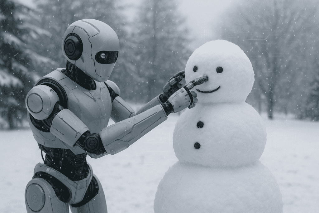 Roboti, umetna inteligenca in izzivi gradnje snežakov: testno okolje za prihodnost AI