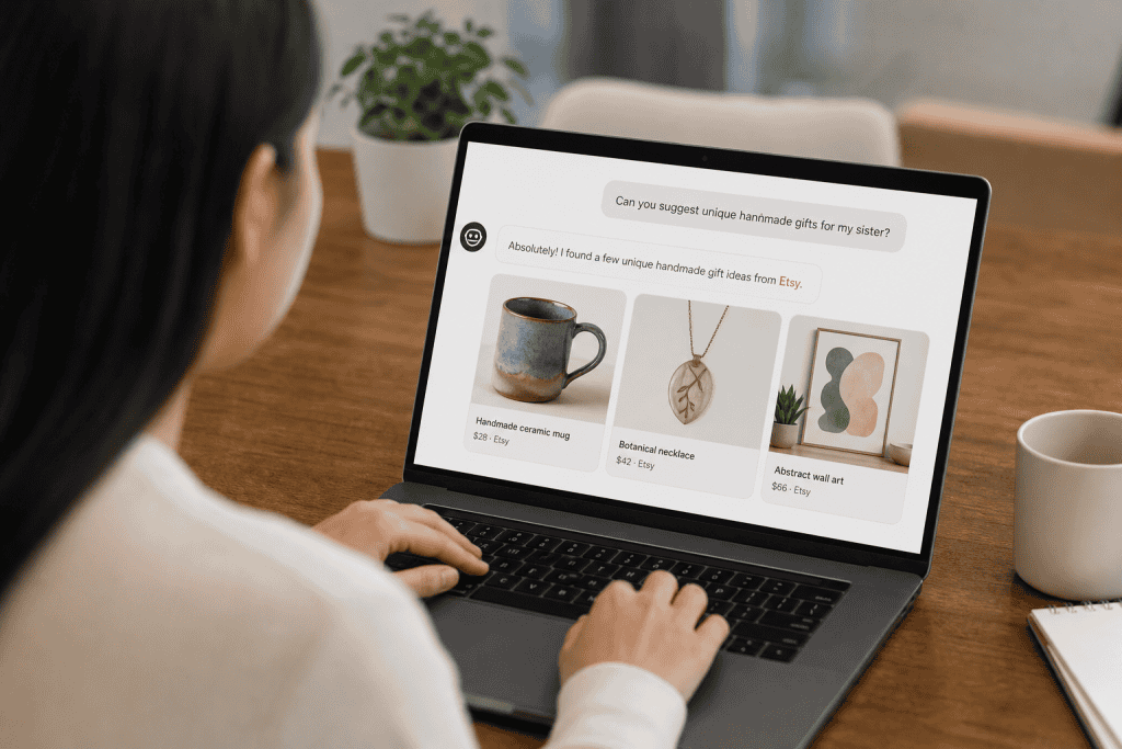 Etsy v ChatGPT: Unikatna ročna dela na dosegu pogovora z umetno inteligenco