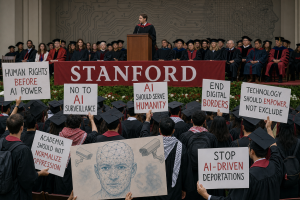Protesti na Stanfordu razkrivajo etične dileme umetne inteligence v varnostnih in nadzornih projektih Protesti na Stanfordu razkrivajo etične dileme umetne inteligence v varnostnih in nadzornih projektih