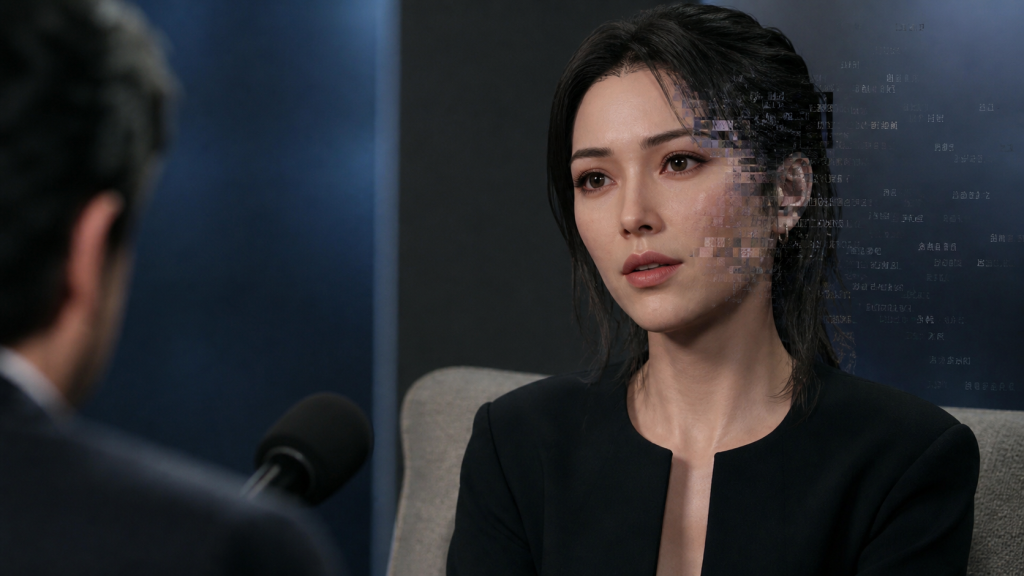 AI igralka Tilly Norwood sredi intervjuja nenadoma začela govoriti kitajsko